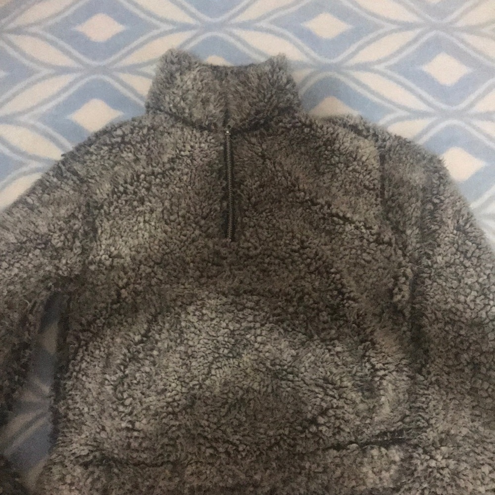 fluffy fur half zip
